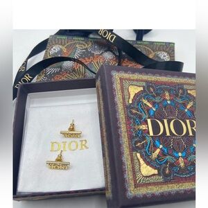 SOLD Dior Gold Logo Earrings with Crystals